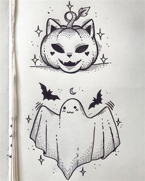 Halloween Drawing Ideas ~ Cat Halloween Pumpkin Carving Pumpkins Cats