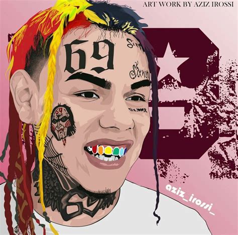 Tekashi 6ix9ine Vector Art Cartoon Art Drawing Hip Hop Artwork Art