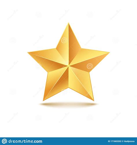 Golden Star Vector 3d Illustration Gold Medal Star Isolated Decoration