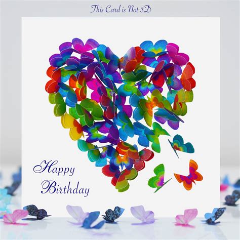 Butterfly Heart Birthday Card By Inkywool Butterfly Art