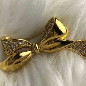 Jewelry Vintage Gold And Crystal Accent Bow Brooch Poshmark