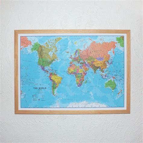 World Map Pinboard Tas Oak Frame Geographica