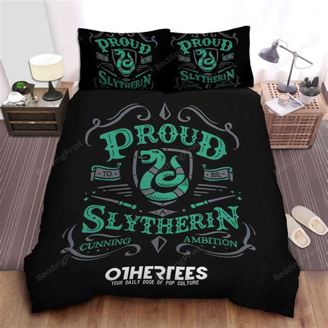 Proud To Be A Slytherin Ambition And Cunning Illustration Bed Sheets