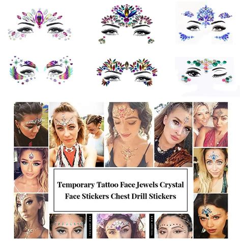 Adhesive Face Gems Rhinestone Temporary Tattoo Jewels Festival Party