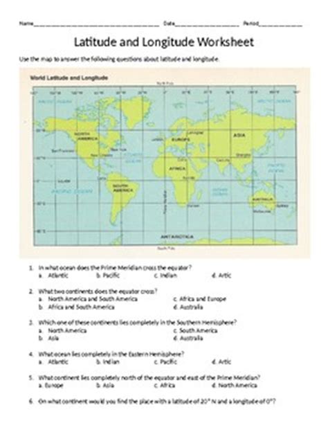 Remind students to travel across the latitude. Latitude/Longitude (Absolute Location) Worksheet by Bruce ...
