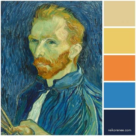 Color Palette Inspired By Artist Vincent Van Goghs Self Portrait 1889