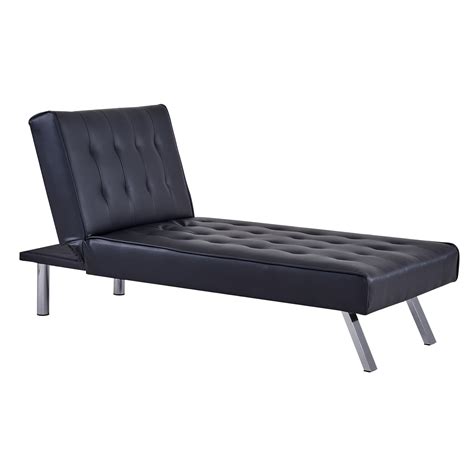 Homegear Furniture Recliner Chaise Lounge Single Sleeper Futon Black