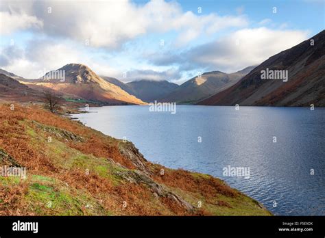 A View Of Wast Water Towards Scafell Pike On A Bright Sunny Day Lake