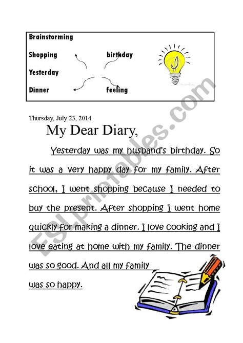 Weekend Diary English Esl Worksheets For Distance Learning And Physical Classrooms Keeping A