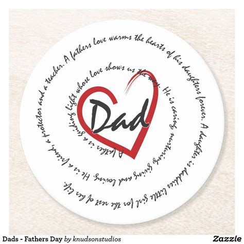 Dads Fathers Day Round Paper Coaster Fathers Day