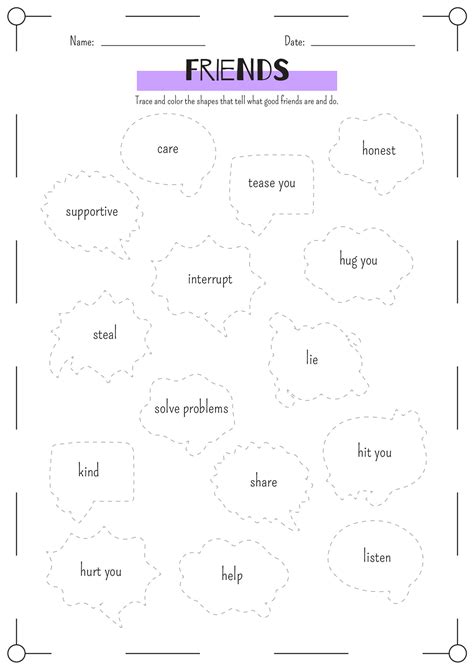 13 Friendship Printable Worksheets For Preschool Free Pdf At