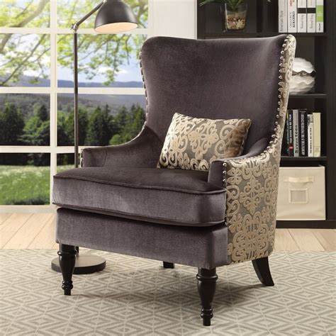 Shop Furniture Of America Lort Traditional Grey Fabric Wingback Chair