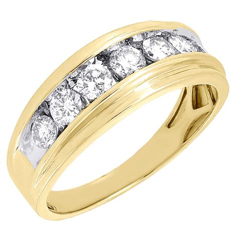 mens 10k yellow gold on genuine silver wedding engagement lab diamond ring band men s rings fashion