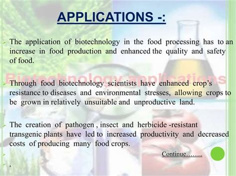 Importance And Applications 0 F Biotechnology In Food Processing