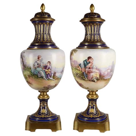 Large Pair 19th Century Sevres Style Porcelain Covered Jars For Sale At 1stdibs