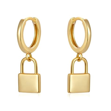 Padlock Earring Lock Earrings Gold Plated Earrings Dangle Etsy