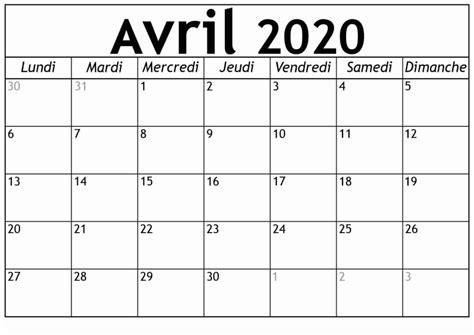 Calendrier Avril 2020 Maternelle Imprimer Calendrier Aria Art