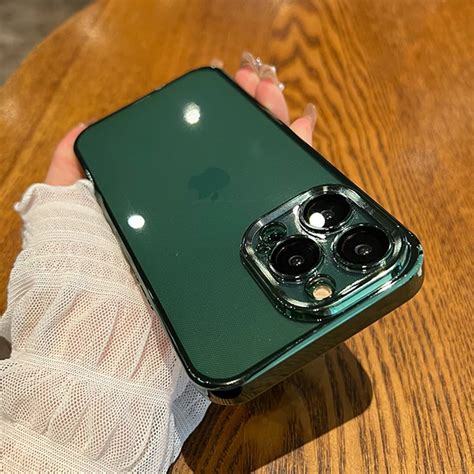 Luxury Alpine Green Plating Clear Bumper Case For Iphone 11 12 13 Pro