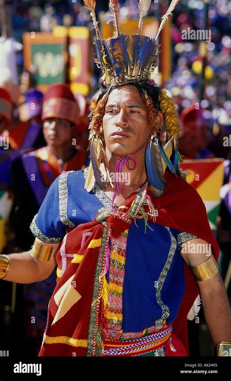 Peru South America Cusco Male Figure In Traditional Costume And Stock