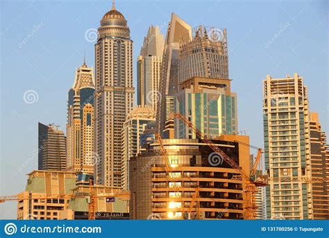 Dubai Uae November 23 2017 Sunset Light Skyline Of