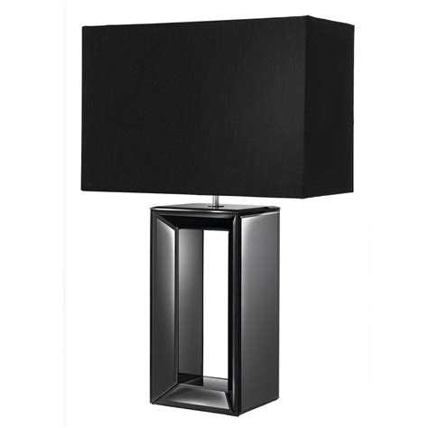 Searchlight Lighting Mirror Table Lamp Tall Black Black Faux Silk Shade