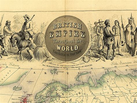1850 Pictorial Map Of The British Empire Throughout The World Historic