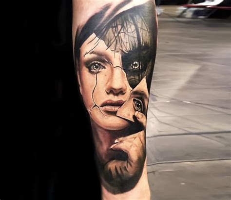 Broken Face Tattoo By Michal Ledwig Post 28373