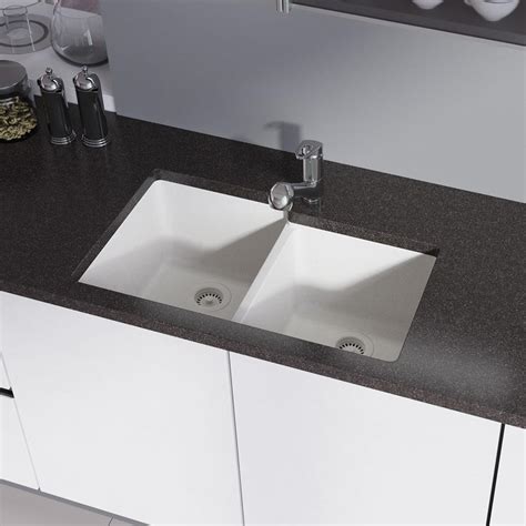 Rene Undermount Composite Granite 32 12 In Double Bowl Kitchen Sink
