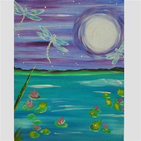 Colorful Dragonflies Paint Night Event Loxahatchee Studio Dragonfly
