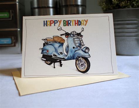Motorcycle Birthday Card Vespa Scooter A6 6 X 4 103mm X 147mm