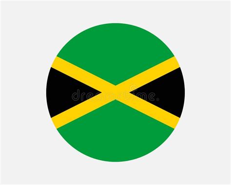 Jamaica Round Country Flag Jamaican Circle National Flag Stock Vector