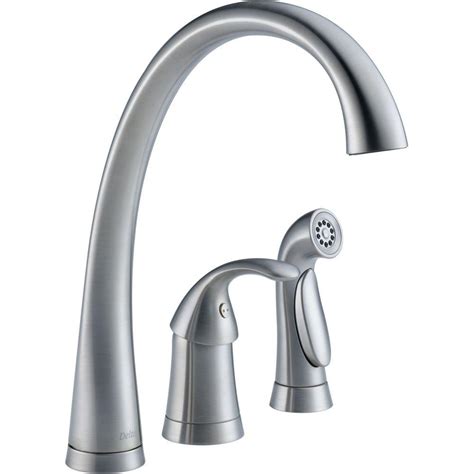 Delta Pilar Waterfall Single Handle Standard Kitchen Faucet With Side Sprayer In Arctic