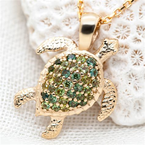Sea Turtle Sapphire Shell Necklace World Treasure Designs Jewellery