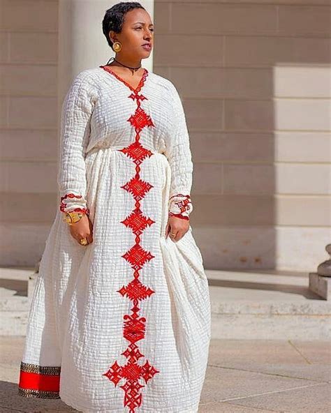 Red Menen Ethiopian Traditional Dresseritrean Dresshabesha Kemiszuriahabesha Chiffonkemis