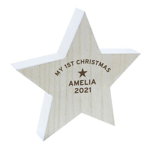 Personalised Rustic Wooden Star Decoration New Baby Occasions