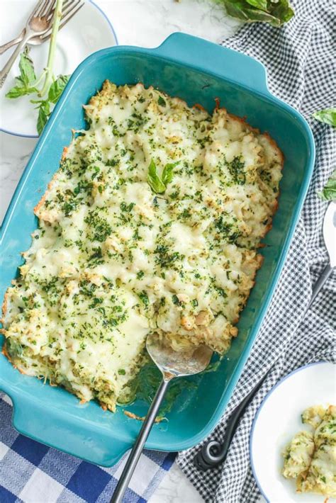It's a great low carb recipe that tastes absolutely decadent while still remaining. Pesto Chicken Spaghetti Squash Bake - Gluten Free & Low Carb!