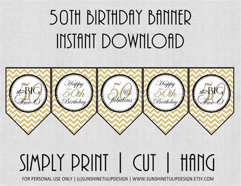 Happy 50th Birthday Banner Printable Free Birthdaybuzz