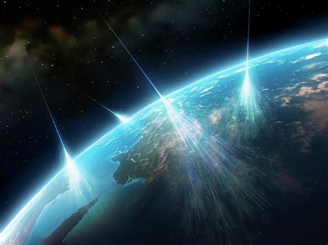 Artwork Of Cosmic Rays Hitting Earth Photograph By Mark Garlickscience