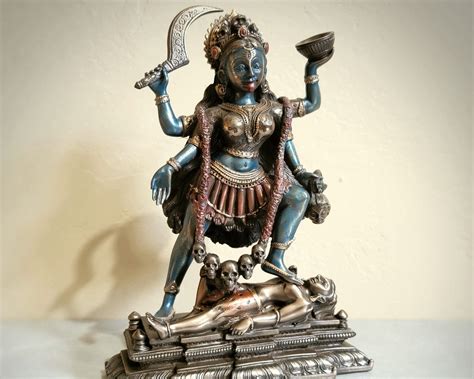 Goddess Kali Standing On Lord Shiva Bronze Statue Hindu Goddess