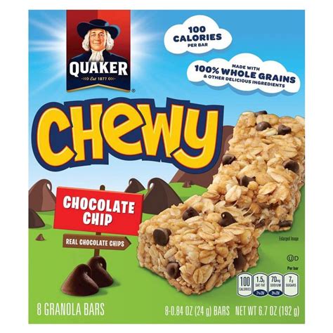 Quaker Oats Quaker Chewy Granola Bars Chocolate Chip 8 Pack 084 Oz