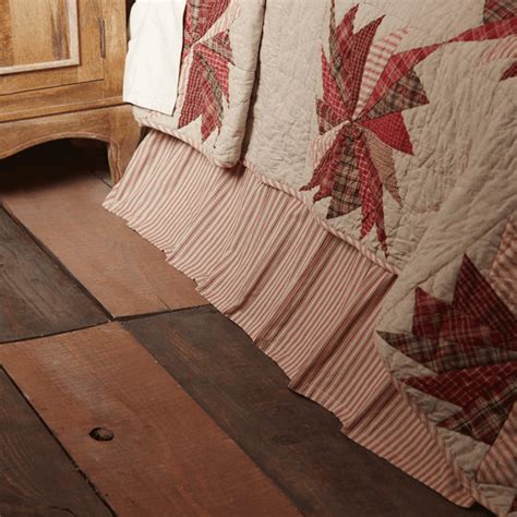 Kendra Red Stripe Queen Bed Skirt Teton Timberline Trading Farmhouse