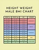 Height Weight Male BMI Chart in PSD, Illustrator, PDF, Word - Download ...