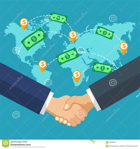 Handshake Of Business People On The Background Of The Map Stock Vector