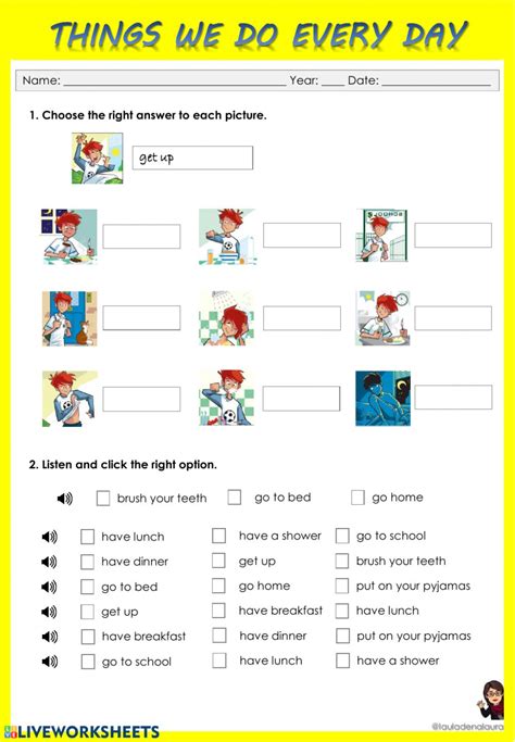 Things We Do Every Day Interactive Worksheet