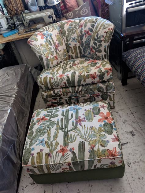 Brittany fabric accent chair and ottoman : Cactus Accent Chair with Matching Ottoman - Fabrics That Go