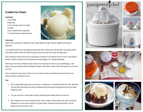 Pampered Chef Ice Cream Maker Custard Ice Cream Recipe Basic Ice