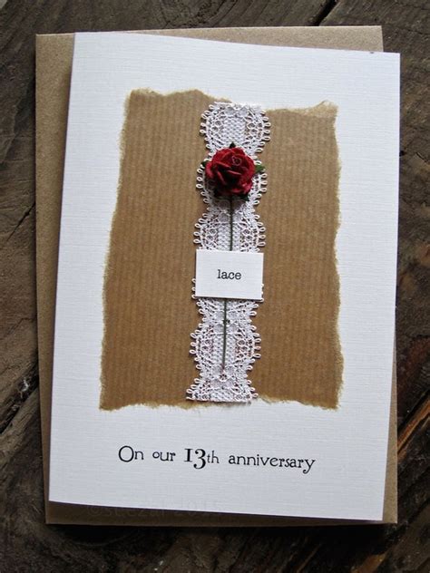 13th Anniversary Keepsake Card Lace Lace With A Single Red