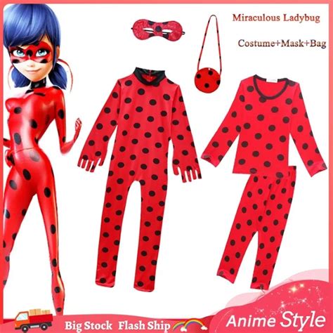 ♨ Ladybug Pajama Pants Polka Dot Costume Sleepwear Birthday With Bag