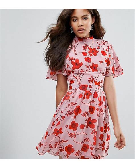 Missguided Open Back Floral Dress In Pink Lyst