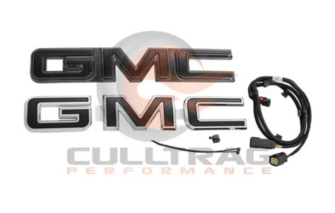 2019 2022 Gmc Sierra Front Illuminated And Rear Black Emblem Kit Multipro